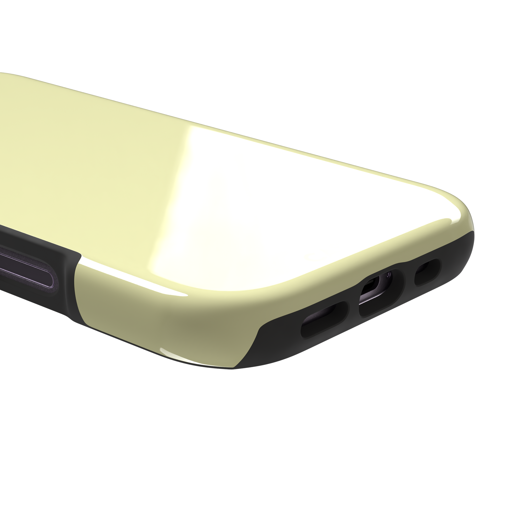Solid pale cream-yellow phone case color variant, phone case by Caselier — tough case, charging port detail