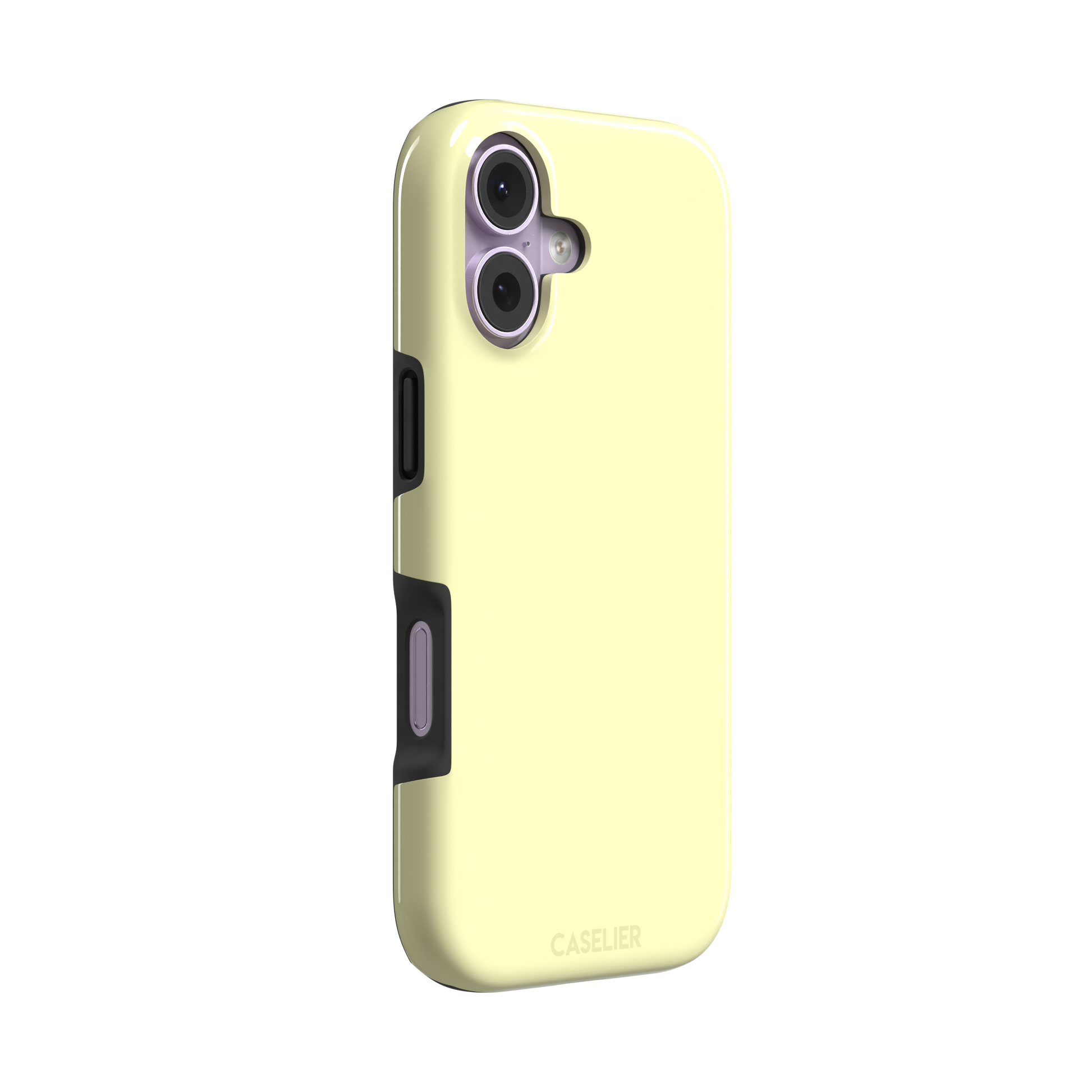 Solid pale cream-yellow phone case color variant, phone case by Caselier — tough case, left view