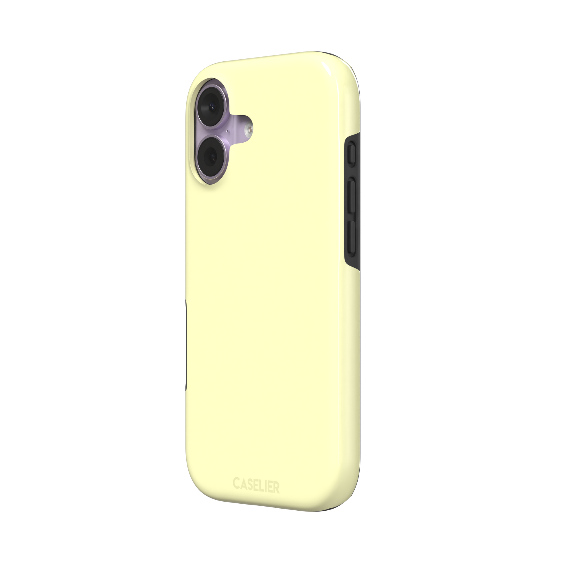Solid pale cream-yellow phone case color variant, phone case by Caselier — tough case, right view