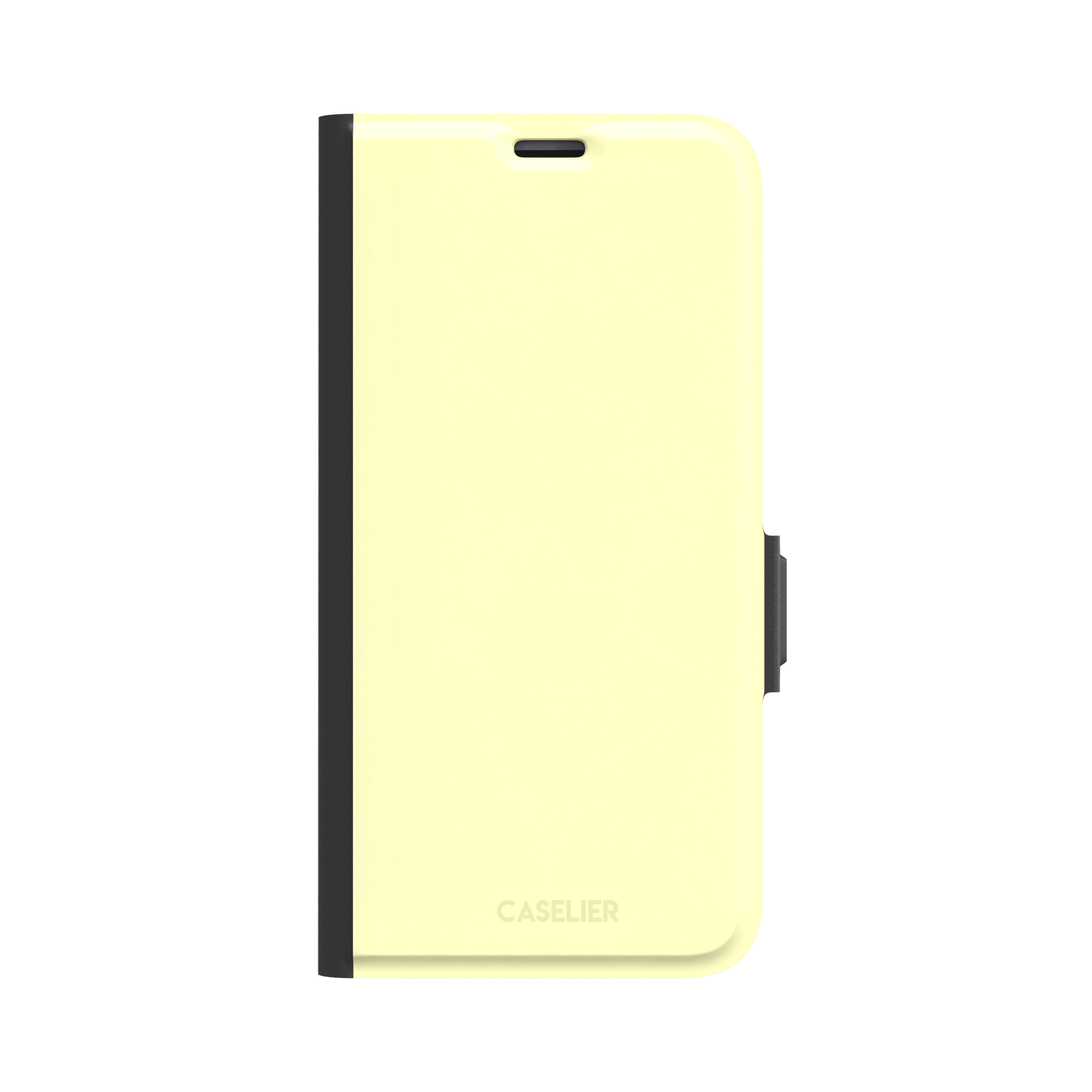 Solid pale cream-yellow phone case color variant, phone case by Caselier — wallet case, front view