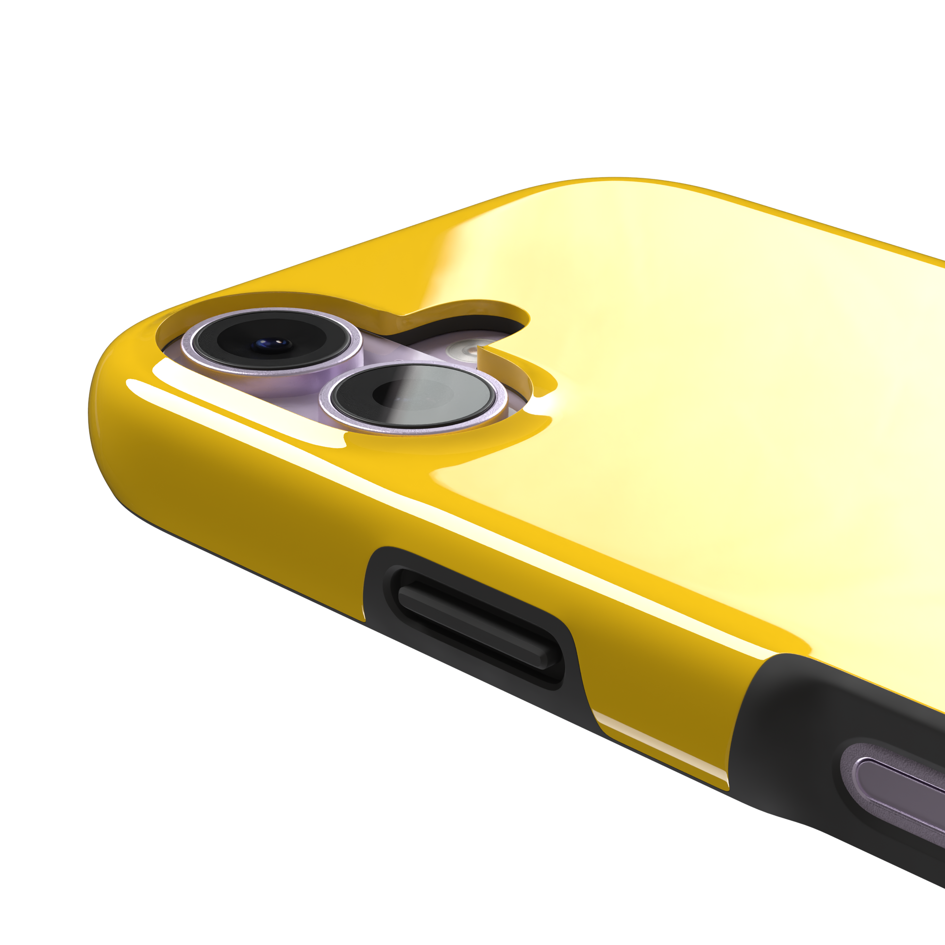 Solid amber-yellow phone case color variant, phone case by Caselier — tough case, volume buttons detail