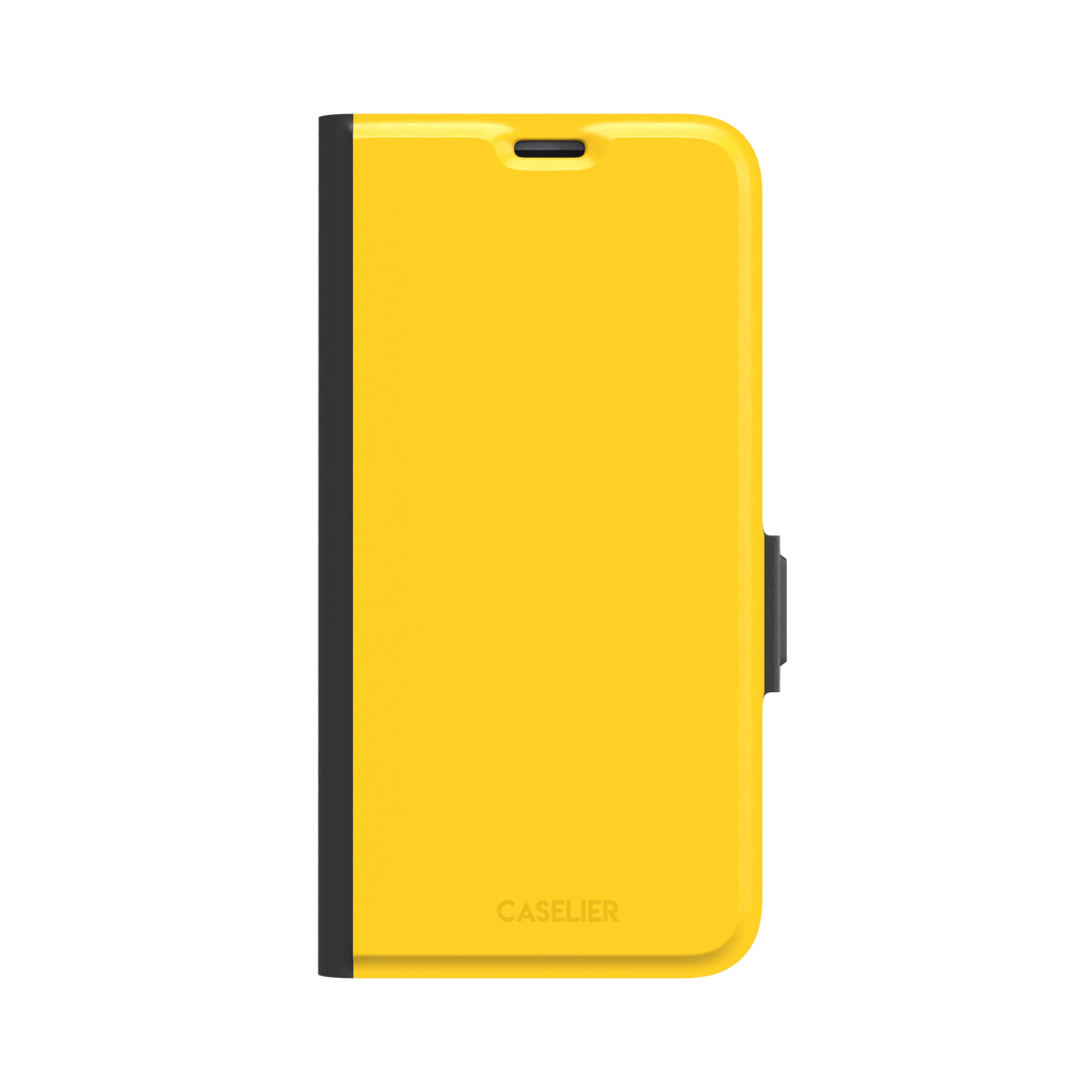 Solid amber-yellow phone case color variant, phone case by Caselier — wallet case, front view
