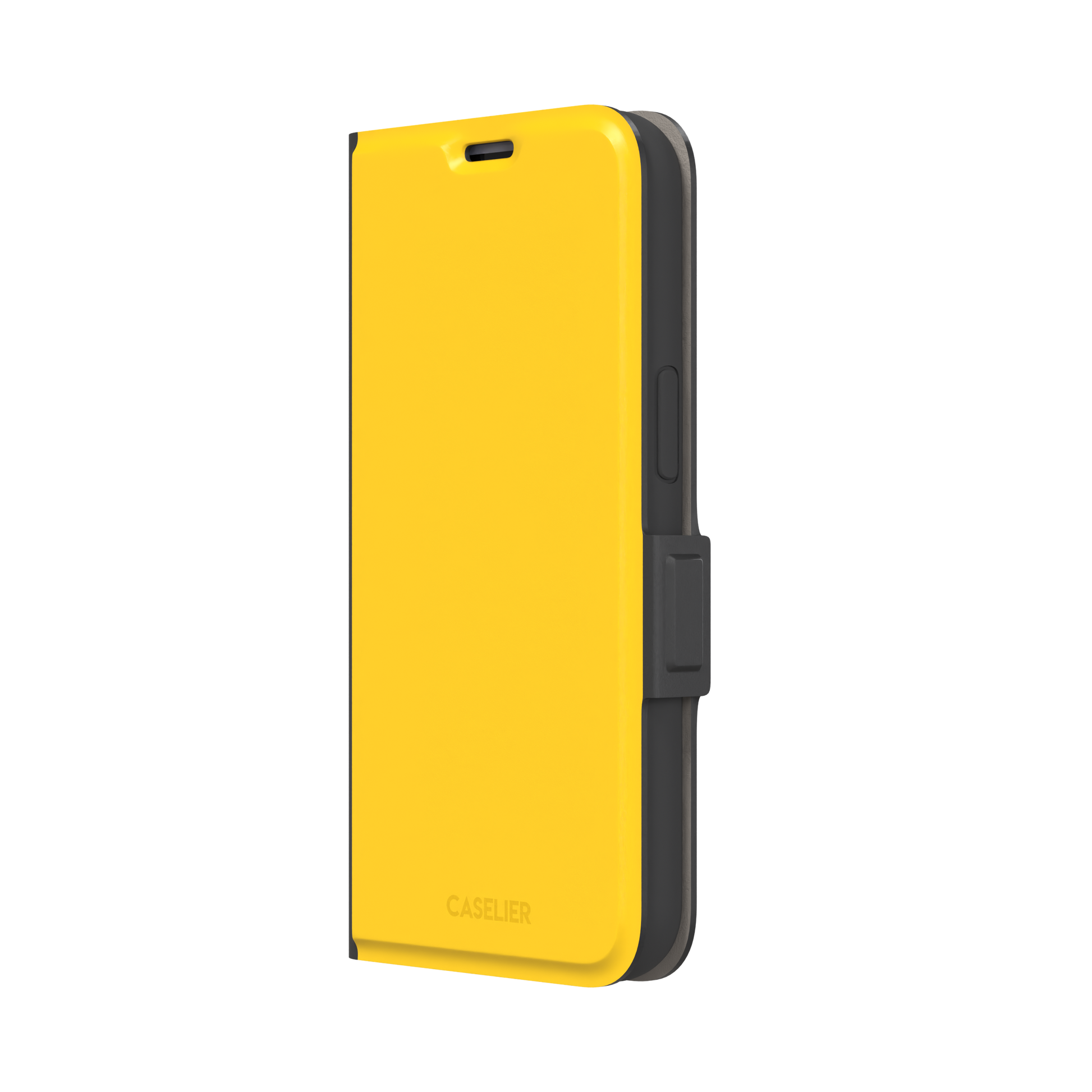 Solid amber-yellow phone case color variant, phone case by Caselier — wallet case, right view