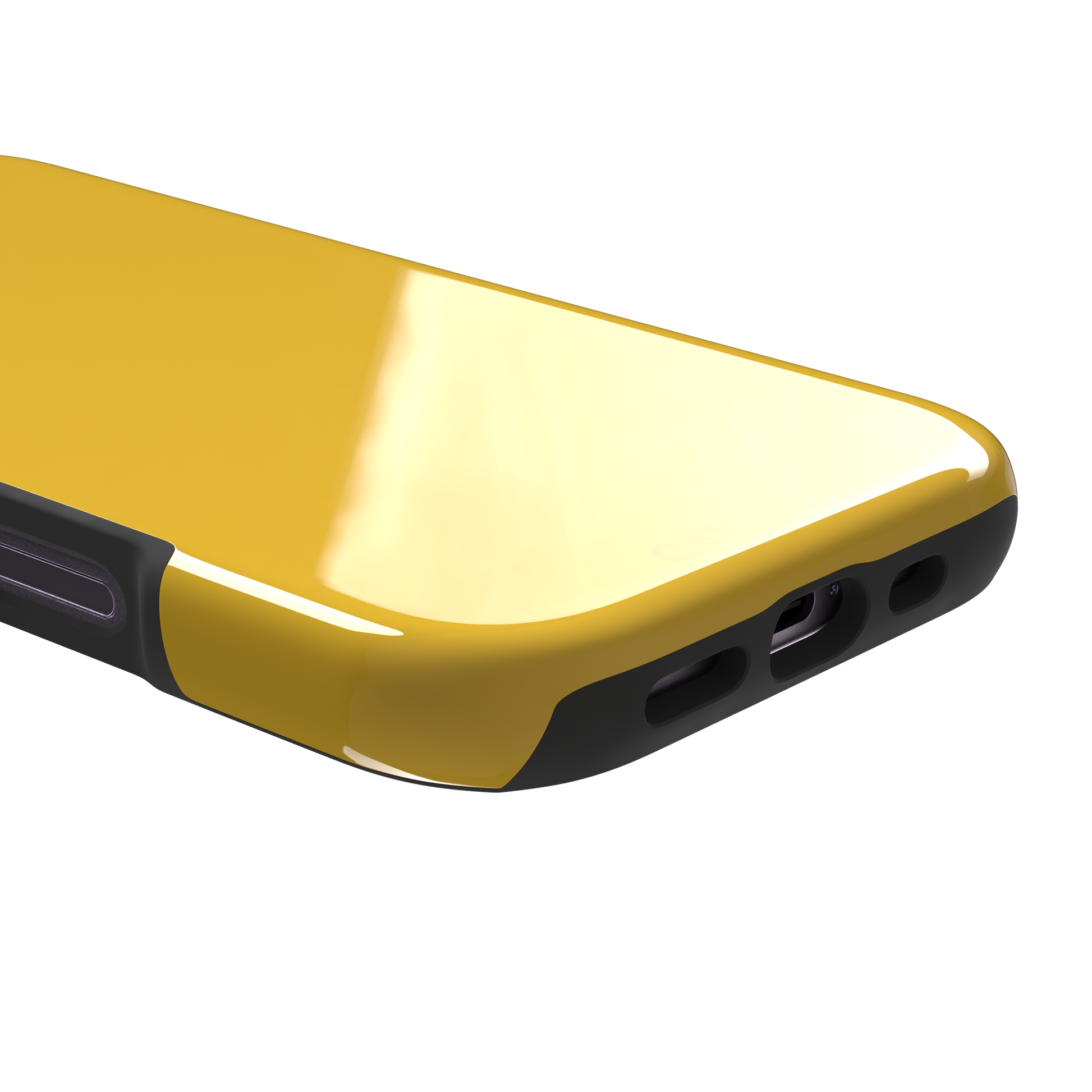 Solid golden-yellow phone case color variant, phone case by Caselier — tough case, charging port detail