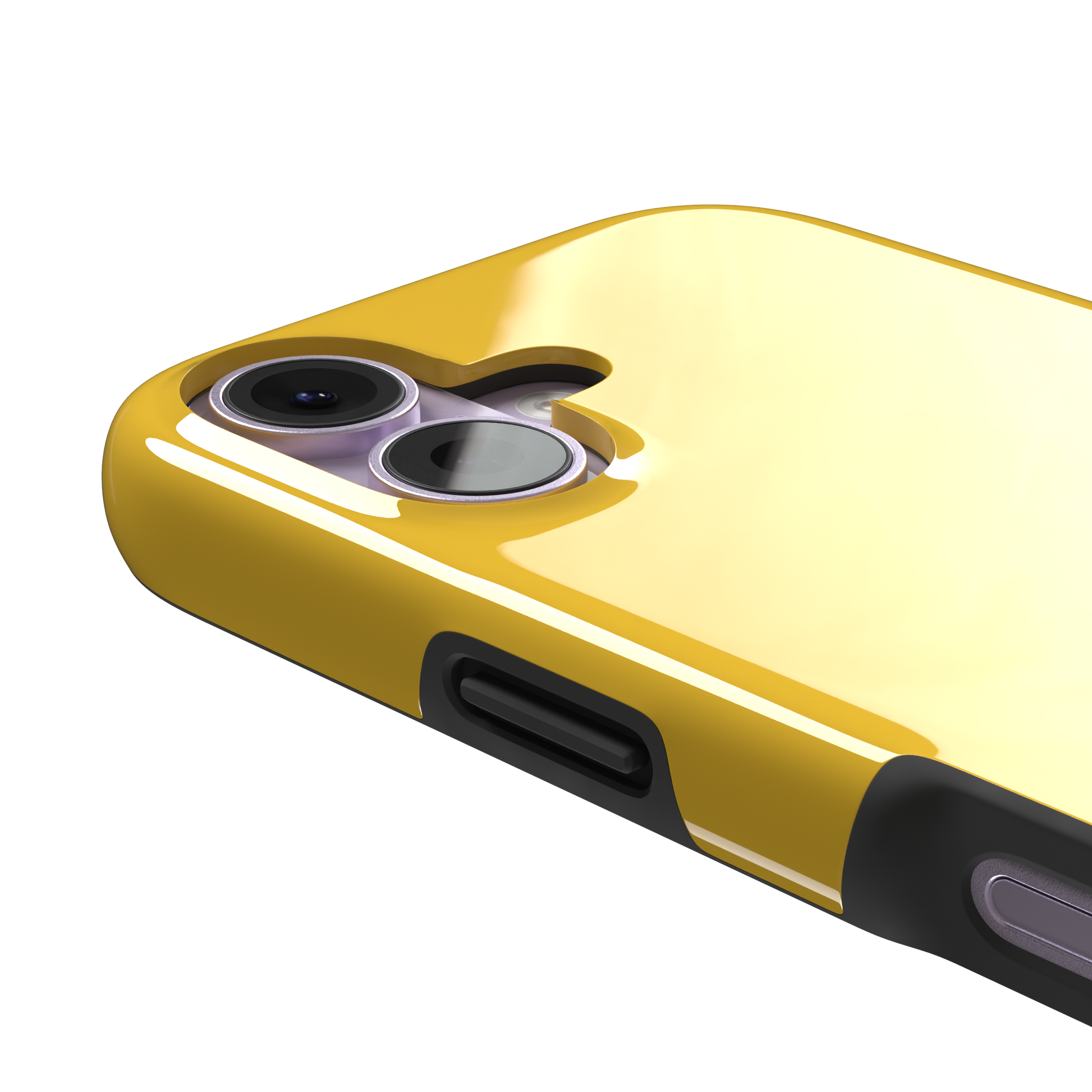 Solid golden-yellow phone case color variant, phone case by Caselier — tough case, volume buttons detail