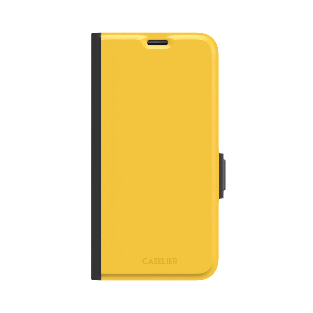 Solid golden-yellow phone case color variant, phone case by Caselier — wallet case, front view