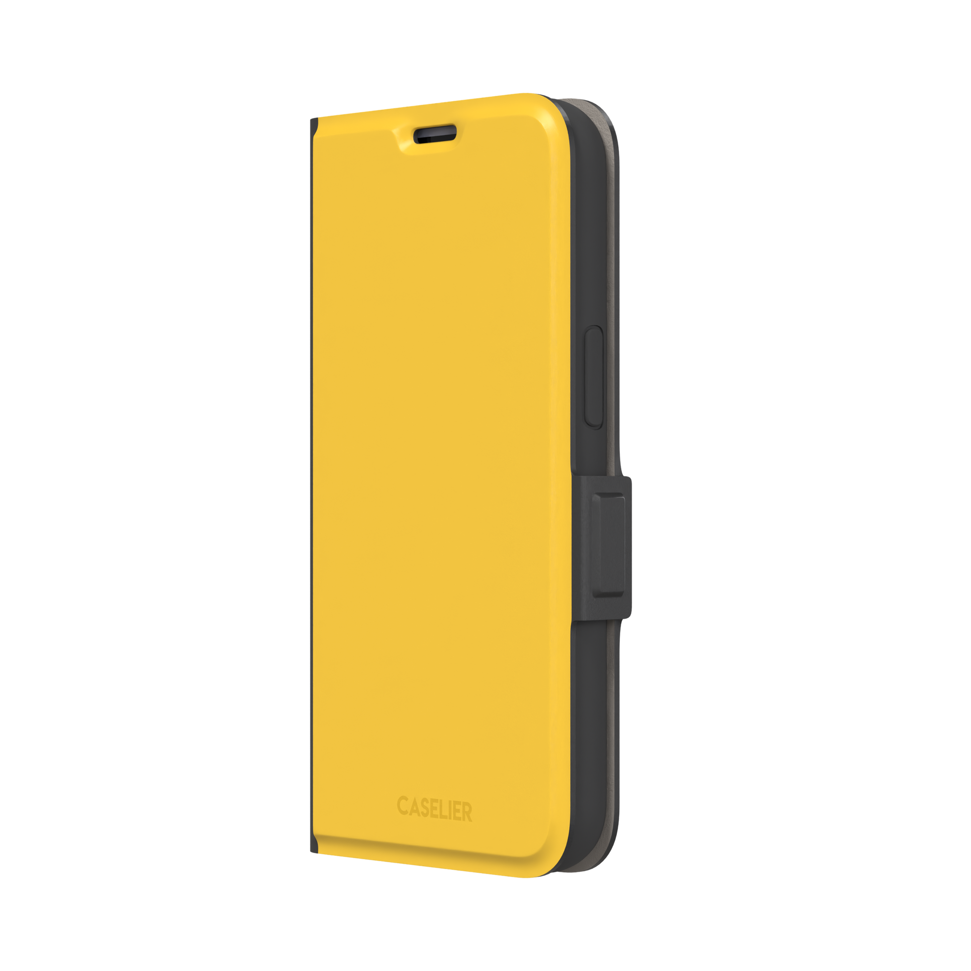 Solid golden-yellow phone case color variant, phone case by Caselier — wallet case, right view
