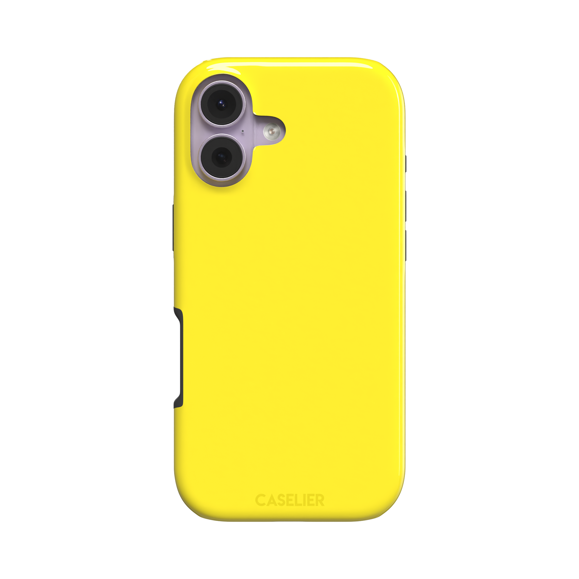 Solid bright yellow phone case color variant, phone case by Caselier — tough case, front view