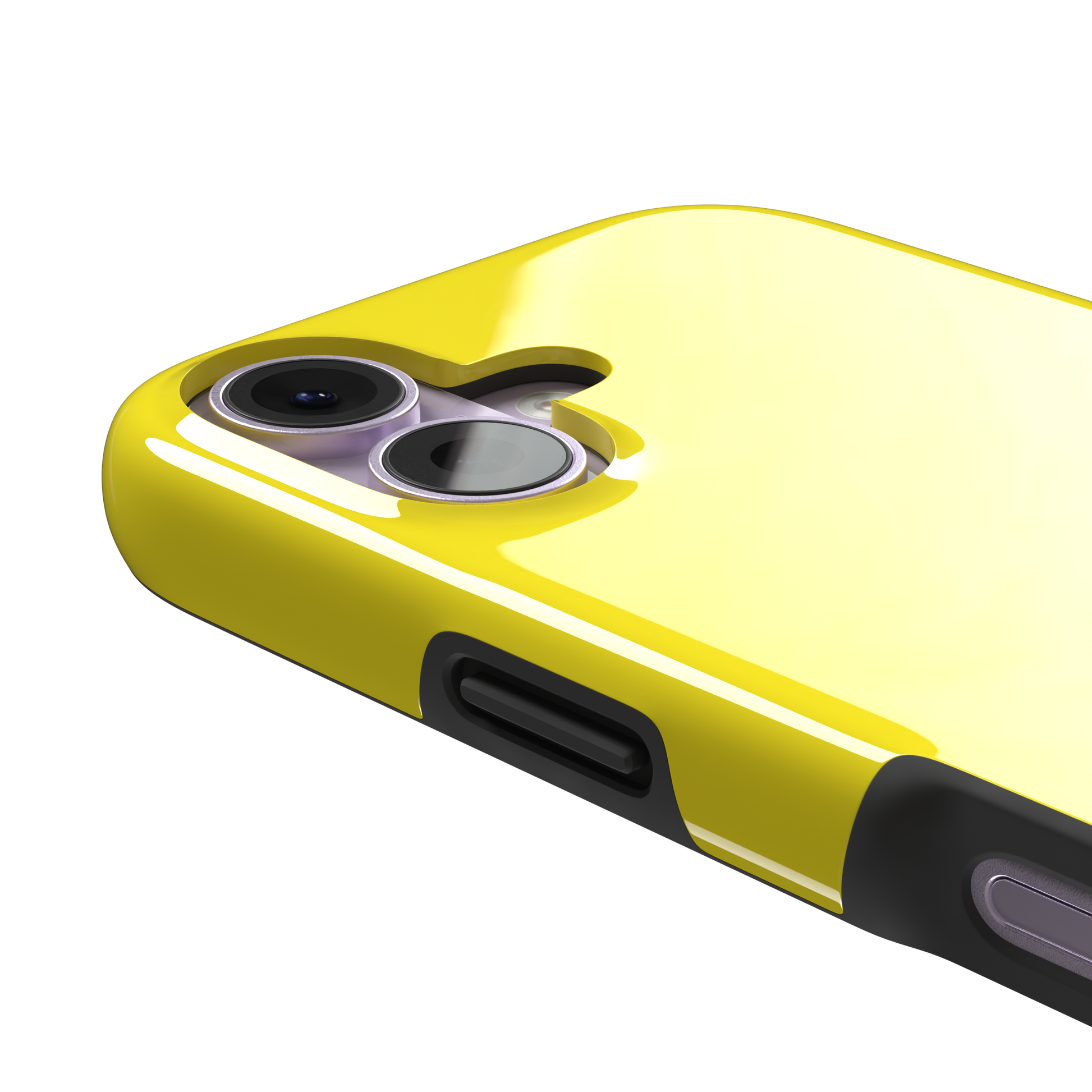 Solid bright yellow phone case color variant, phone case by Caselier — tough case, volume buttons detail