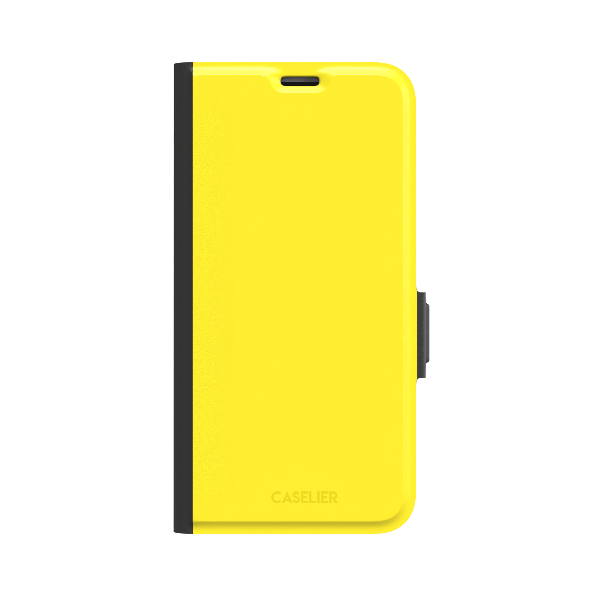 Solid bright yellow phone case color variant, phone case by Caselier — wallet case, front view